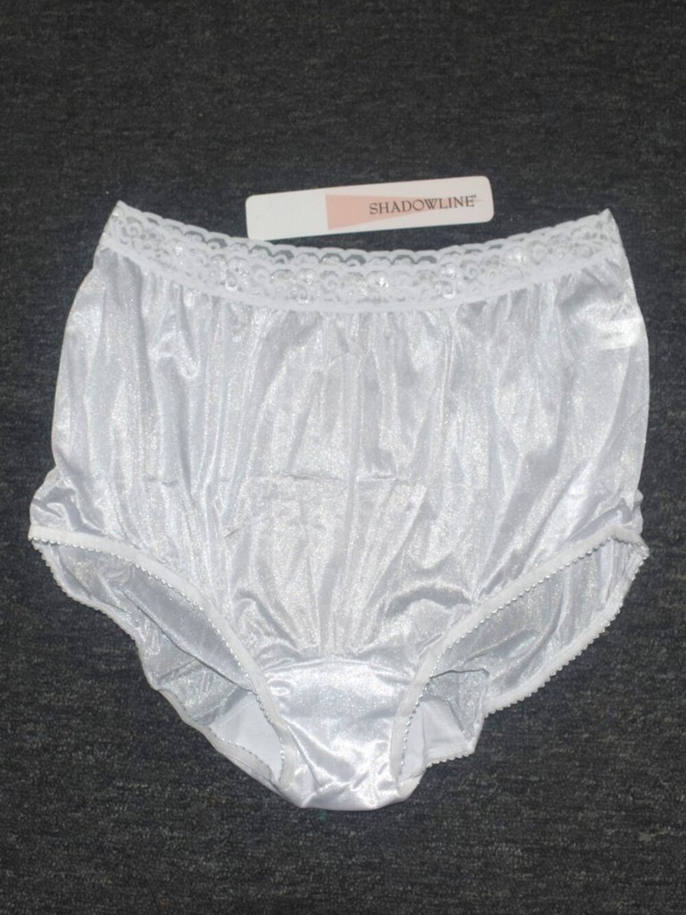 2 Pairs Shadowline 17014 Vintage Nylon White High Waist Full Briefs Panty Sz 7